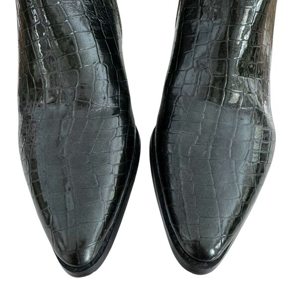 Coconuts By Matisse Women Pointed Toe Bootie 6 Dark Green Shimmer Faux Croc Goth - Picture 7 of 14